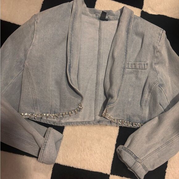 Windsor Light Blue Cropped Jacket with Embellishments - Picture 1 of 5